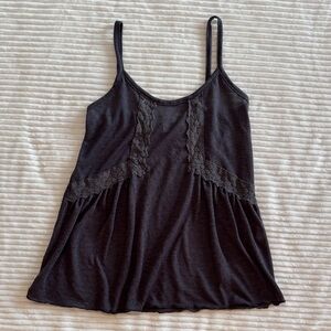 Delia's Charcoal Gray / Black Spaghetti Strap Lace Flowy Tank Top Small